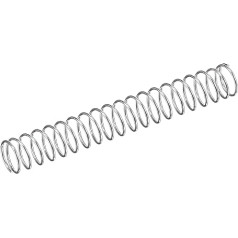 15 gab 304 nerūsējošā tērauda saspiešanas atsperes 5 mm OD, 0,4 mm stieples izmērs, 9 mm saspiests garums, 35 mm brīvs garums, 2 N slodzes jauda, sudraba tonis