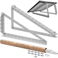 1 komplekts V-CANT-C saules paneļu kronšteins │ Kronšteins saules paneļiem līdz 104,5 cm │ Izturīgs saules paneļu kronšteins │ Regulējams slīpuma leņķis 0° - 90° │ Kronšteins Balkona elektrostacija, siena utt.