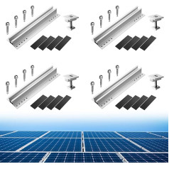 Anbte saules paneļu kronšteinu komplekts, saules paneļu alumīnija kronšteinu uzstādīšanas sistēma Trapecveida plāksnes gaismas stiprinājuma 300 mm uzstādīšanas sliedes saules paneļu (4 x orbīta + 4 x centra klips)