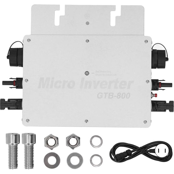 Grid Tie invertors, IP65 mikro ūdensnecaurlaidīgs invertors 800 W MPPT invertors Saules, 120 V 230 V App WiFi kontrole Automātiska identifikācija Micro Inverter Solar Grid Tie (sudraba)