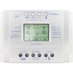 Xusywdm 80A 12V/24V L80 nulles līmeņa displeja saules enerģijas regulators Saules uzlādes kontrolieris