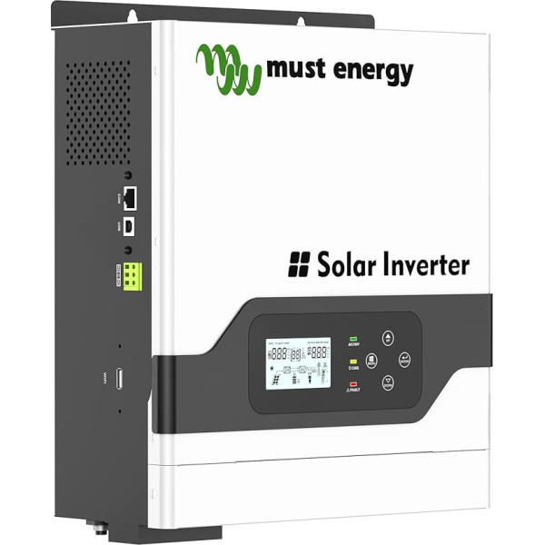 MUST ENERGY Saules invertors hibrīds, 3000W 24V, sinusoidāls, tīrs, no elektrotīkla neatkarīgs invertors 3KW, MPPT 60A saules uzlādes kontrolieris, mājas saules sistēmai