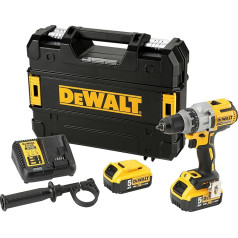 DeWalt DCD991P2 Akumulatora urbjmašīna (3 ātrumu urbjmašīna, 18 V, pilnmetāla transmisija, 11 pakāpju griezes moments, LED gaisma, komplektā 2 x Li-Ion XR akumulatori (5,0 Ah), sistēmas ātrais lādētājs, TSTAK kaste un piederumi) DCD991P2