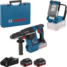 Bosch Professional GBH 18V-26 F akumulatora urbjmašīna ar āmuru un akumulatora gaismu GLI VariLED (ieskaitot 2x GBA 18V 4,0Ah akumulatoru, lādētāju GAL 18V-40, koferī) - Amazon ekskluzīvs komplekts