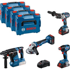 Bosch profesionālais kombinētais komplekts GSR 18V-110 C + GDX 18V-210 C + GWS 18V-10 + GBH 18V-24 C (inkl. 2x Akku ProCORE 5.5Ah, 1x Akku ProCORE 4.0Ah, Ladegerät GAL 1880 CV, in L-BOXX)