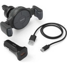 Hama 00201677 FC10 Flex-Set Car Mobile Phone Charger 10W Wireless, QI Charge, anthracite