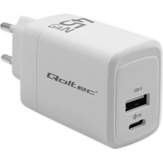 45 W | 5-20 V | 1,5-3 A | 1xusb-c pd | 1xusb qc 3.0 | balta krāsā