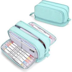 Sciphylia Pencil Case Large Capacity 4 Compartments Pencil Case for Children Students Girls Boys Multifunctional Pencil Case for School Office Makeup, light green, pencil case