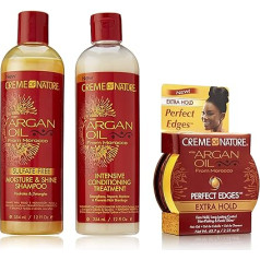 Generic - Creme Of Nature Crème Of Nature - Morocco Argan Oil Set - Shampoo + Conditioner (354 ml each) + Perfect Edges Extra Hold (63.8 g)