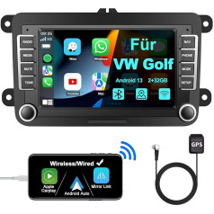 Jimtour Bluetooth autoradio ar ekrānu Golf 5 6 VW Polo T5 Passat Touran sēdeklim ar satelīta navigāciju WLAN, Apple Carplay, Android Car, VHF, stūres vadības pults, 2Din Android 13 Dab auto radio Touch Display