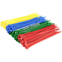 Gocableties Kabelbinder 300 mm x 4,8 mm, hochwertig, stabil, Nylon, Rot, Grün, Blau und Gelb, 200 Stück, mehrfarbig