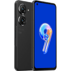 Asus Zenfone 9 viedtālrunis (5,92 collu AMOLED displejs, 50 MP dubultkamera, 4300 mAh akumulators, 8 GB RAM, 256 GB atmiņa), pusnakts melns