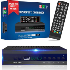 FIYAPOO DVB HD HDMI, HD TV uztvērējs, TDT DVB-T2 H265 HEVC FTA, PVR, USB, HDMI, MPEG-2/4, digitālais SCART TV uztvērējs, Full HD 1080p virszemes ciparu TV uztvērējs, saderīgs ar Android (2024 Jaunums)