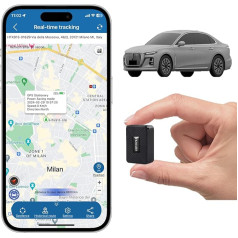 TKMARS GPS Tracker Mini GPS Tracker Car 15 dienu gaidīšanas laiks, 1500 mAh, 5 sekunžu atjaunināšana, ar bezmaksas lietotni, spēcīga magnētiskā ūdensizturība