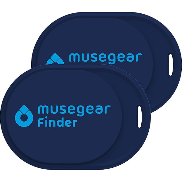 Musegear Atslēgu meklētājs Mini ar Bluetooth lietotni, skaļš atslēgu meklētājs mobilajam tālrunim, tumši zils, 2 gab., iOS un Android, atslēgu meklēšana