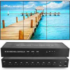 Dpofirs 3x3 HDMI video sienas kontrolieris, 3840x2160P @60HZ TV sienas kontrolieris HDMI ievadi HDMI izejas ar tālvadības pulti TV savienošanai