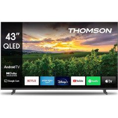 Thomson 43-calowy (108 cm) Telewizor FHD Smart Android TV (WLAN, HDR, Potrójny Tuner DVB-C/S2/T2, sterowanie balsowe, Netflix, YouTube, Prime Video, Disney+) - 43QA2S13-2023