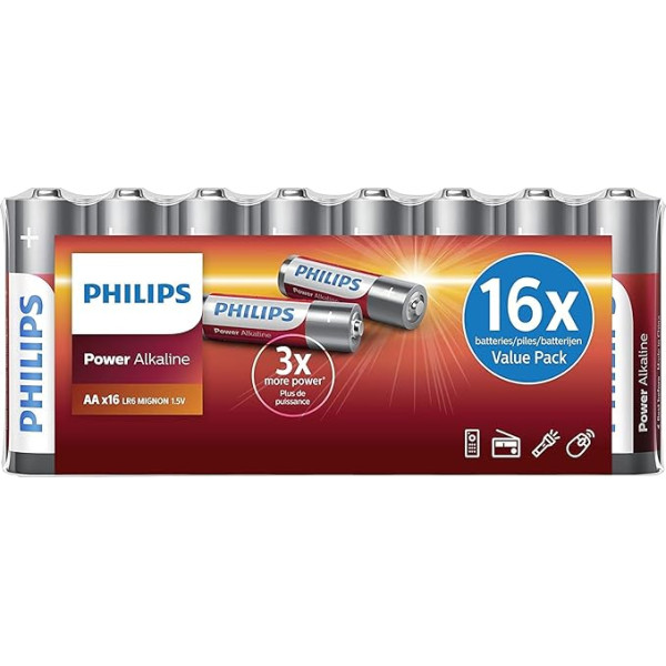 PHILIPS LR6P16F/10 AA baterijas - 16 bateriju iepakojums - 1,5 V