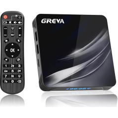 GREVA Android TV Box 4K, Android Box 11.0 ar 4GB RAM 64GB ROM Amlogic S905W2 WiFi 2.4G/5G 10/100M LAN Enternet Bluetooth 4.2 TV Box ar tālvadības pulti