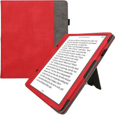 kwmobile Korpuss saderīgs ar Amazon Kindle Scribe Case - Flip korpuss ar siksniņu - mākslīgās ādas vāciņš - sarkans, tumši pelēks