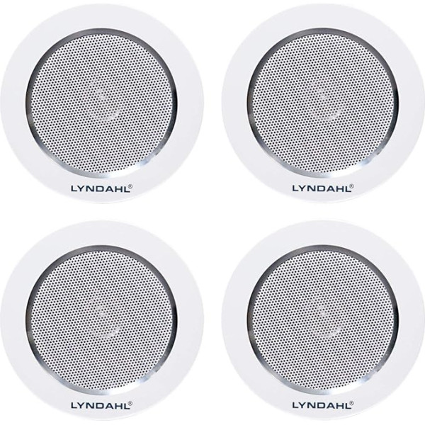 Lyndahl skaļruņu komplekts Bluetooth 4 kanālu pastiprinātājs AMP4X15BT un divvirzienu skaļruņu pāris CS120AL ar 2 vai 4 iebūvētiem skaļruņiem Griestu skaļrunis ar 4 skaļruņiem