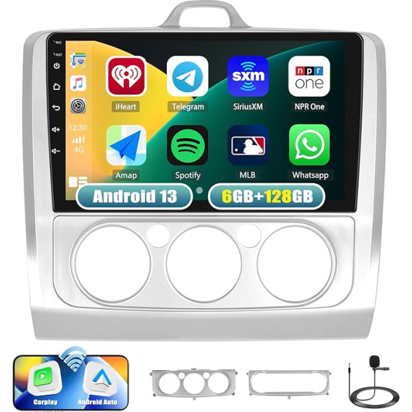 [6G + 128G 8 kodoli] CAMECHO Android 13 Auto radio 2Din Ford Focus Mk2/Mk3 Exi MT 2 3 2004-2011 ar Carplay Android Car, 9 collu IPS Touch Radio ar Bluetooth FM/RDS 32EQ DSP Mirror Link GPS WiFi