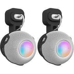 honecumi [Pack of 2] Sienas stiprinājums HomePod Mini, HomePod Mini turētājs, sienas statīva turētājs, kabeļu turētājs, vietas taupīšanas ligzdas, sienas stiprinājums Homepod Mini balss palīgam, melns