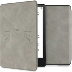 kwmobile Klapphülle kompatibel mit Amazon Kindle Paperwhite 11. Generation 2021 Hülle - Flipcase für Kindle Paperwhite Hülle aus Kunstleder - Katze MIAU