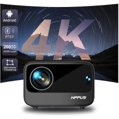 Elektriskā fokusēšana/trapezoidālā korekcija: Hippus Mini Smart projektors 4K mājas kino Android projektors 1080P Full HD WiFi 6 Bluetooth video Mini projektors, kas saderīgs ar viedtālruni/ugunsdrošo tālruni