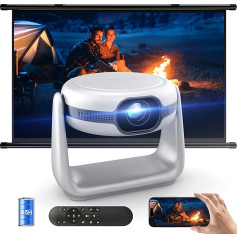 Akumulatora projektors ārtelpā 4K, automātiskā fokusēšana/trapeces korekcija, 4K mājas kino projektors, 1080P Full HD projektors ar WiFi6 Bluetooth, LED video projektors viedtālrunim/televīzijai