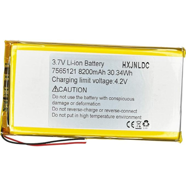 Līdzstrāvas 3,7 V 8200 mAh 7565121 Li-jonu polimēra akumulatora aizvietošana DIY 3,7-5 V elektroniskiem izstrādājumiem, GPS, LED gaismai, Bluetooth skaļrunim, mobilajam barošanas blokam