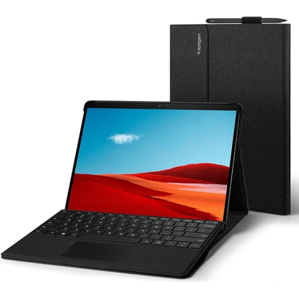 Spigen Stand Folio saderīgs ar Microsoft Surface Pro X 13 collu korpusu (2021/2020/2019) - Melns