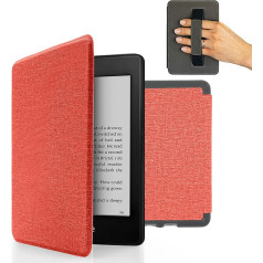 MyGadget futrālis Amazon Kindle Paperwhite 10. paaudzes (2018-2020 - 6 collas) ar siksniņu un automātiskās miega/modināšanas funkciju - flip case rozā krāsā