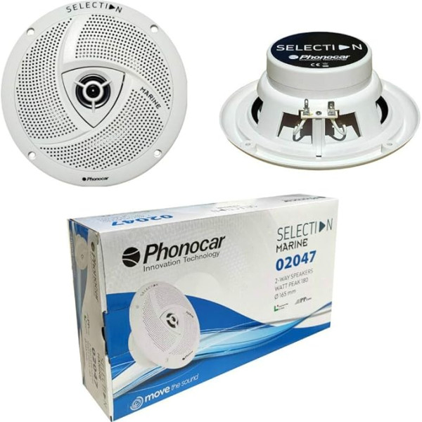 2 skaļruņi Saderīgs ar Phonocar SELECTION 02047 2-Way Marine Coaxial 16,50 cm 165 mm 6,5 collas 35 W RMS 90 W Max Ūdensizturīgs laivu pāri