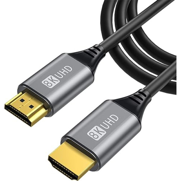 8K HDMI 2.1 kabelis 2 m Ultra High Speed 48Gbps 7680P eARC HDR HDR HDCP HDMI 2.1 atpakaļsaderīgs ar 4K 2K PS5/PS4/Xbox X sērijas X/Switch ierīcēm