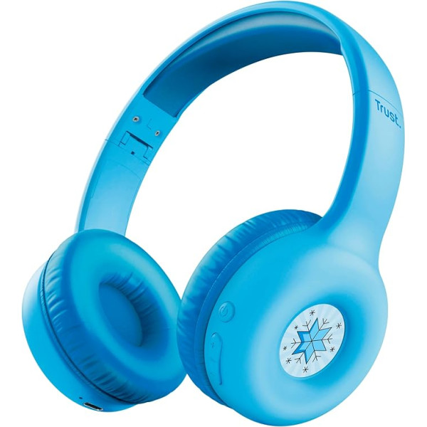 Trust Nouna Bluetooth Kopfhörer Kinder mit Lautstärkenbegrenzer (85dB) für Kinderen ab 4 Jahre, On Ear Faltbares Headset mit Mikrofon, 15 Stunden Spielzeit, Kinder Kopfhörer Kabellos, Blau