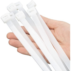 XINGO White Cable Ties Heavy Duty 500mm x 12mm Long ar 114kg Ultra Strong stiepes izturību Lielas UV izturīgas kabeļu saites Īpaši garas kabeļu saites izmantošanai ārpus telpām