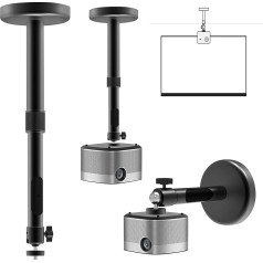 SUNOYA projektora stiprinājums, 2-in-1 projektora griestu stiprinājums, projektora sienas stiprinājums, 360° pagriežams projektora stiprinājums, griestu stiprinājums ar kabeļa vadotni, līdz 5 kg, attālums no griestiem 20-40 cm