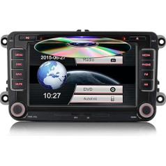 iFreGo 7 Auto radio ar Bluetooth Volkswagen, Skoda un Seat, DVD CD, GPS navigācija, 2 DIN 7 krāsu radio FM/AM/RDS radio USB SD skārienjūtīgais ekrāns radio ar stūres vadības ierīci, atpakaļgaitas kamera,