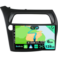 JOYX - [6G+128G] - Android 12 IPS auto radio piemērots Honda Civic (2006-2012) - Bezvadu CarPlay/Android Car/DSP - LED kamera un mikrofons - 9 collu 2 DIN - DAB stūres vadības pults Fast-Boot 360 kamera AHD WiFi