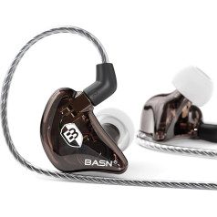 BASN Bsinger PRO In-Ear monitori mūziķiem, divi noņemami MMCX kabeļi ar trokšņu slāpēšanu (brūni)