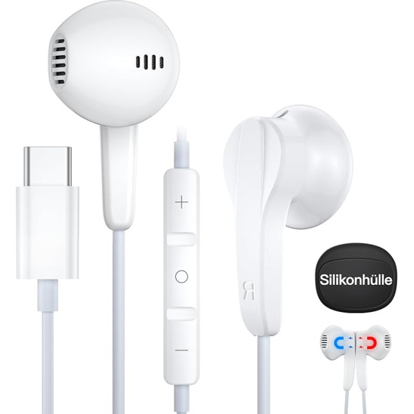 USB C austiņas, iPhone 16 Pro Max [MFi sertificēts] In-Ear austiņas ar USB C kabeli, ar mikrofonu/skaļuma regulēšanas/iFi stereo austiņas USB C tipa austiņas iPhone 15/iPad Pro/Samsung tālruņiem