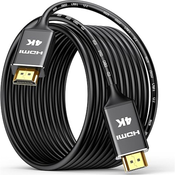 Highwings 4K HDMI kabelis 20 metru garumā, sienas CL3 kategorijas 18 Gbps HDMI 2.0 kabelis, ātrdarbīgs HD ekranēts vads, atbalsta HDR10 ARC HDCP2.2, saderīgs ar PS3/4, klēpjdatoru, datoru, HDTV, projektoru