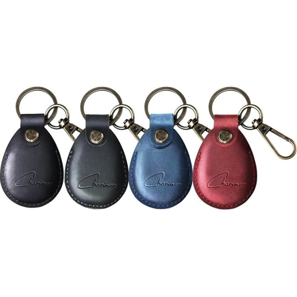 Premium Case for AirTag with Genuine Leather Keyring, Airtag Pendant, Slēptas Case for Apple Air Tag [Pack of 4 - Red + Black + Blue + Green 2.0]