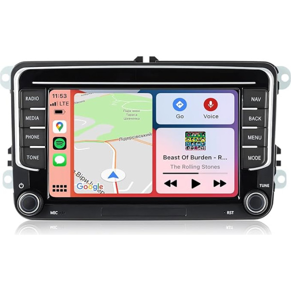 Android auto radio ar navigācijas ekrānu VW Golf 5 6 Polo Seat Passat, 7 collu Android Car Carplay Double DIN Radio Touch Display Bluetooth RDS GPS Oriģināls atpakaļgaitas kameras dekoders