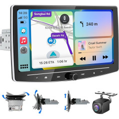 Android auto radio 1 DIN bezvadu Carplay Android auto radio ar Android skārienekrānu, 10,1 collu HD noņemams ekrāns, auto radio ar navigācijas sistēmu, WiFi 4G GPS AM/FM RDS atpakaļgaitas kamera, 2 + 32G