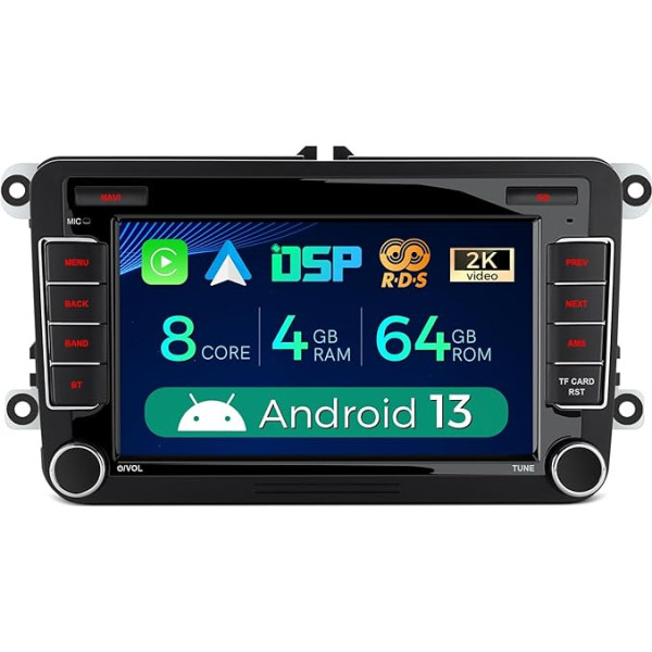 XTRONS 7 collu Android 13 auto radio Octa Core 4GB 64GB multimediju atskaņotājs VW Skoda Seat iebūvēts 4G LTE Car Play Android Car DSP GPS Bluetooth 5.0 WiFi izvēles DAB OBD TPMS DVR AHD kamera