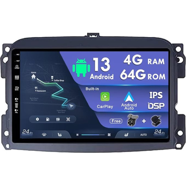 MISONDA 4G+64G Android auto radio Fiat 500L 2012-2017- 10 collu IPS ar DSP/Carplay/Android Car/GPS/BT/WiFi/FM/RDS/SWC/Augstuma kamera