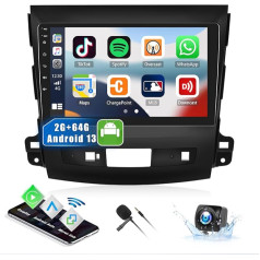 2G + 64G CAMECHO Android 13 auto radio Mitsubishi Outlander 2/Peugeot 4007/Citroen C-Crosser, 9 collu ekrāna auto radio ar bezvadu Carplay Android auto spoguļa saiti WiFiRDS FM BT SWC + atpakaļgaita