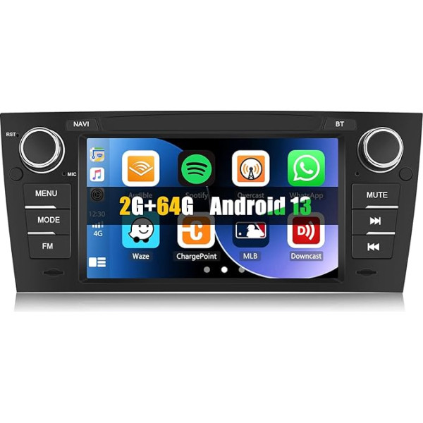 [2+64G] SIXWIN Android 13 auto radio BMW E90 ar Carplay/Android Car/Mirrorlink, 7 collu kapacitīvais skārienjūtīgais skārienekrāns Atbalsta WiFi GPS FM Bluetooth EQ